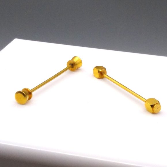 Bundle of 2 Classy Collar Bars, Gold Plated Stainless Steel, Elegant Mens - Picture 1 of 2